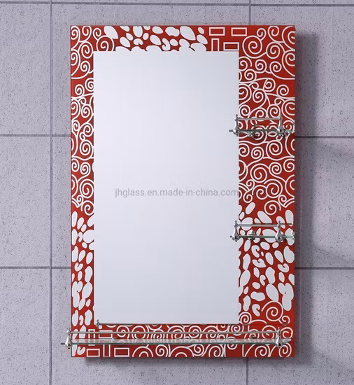 Venda por atacado de fábrica para decoração de casa montada na parede de camada dupla cosméticos maquiagem para casa espelho de vaidade decorativo prateleira de móveis espelho de resina para banheiro